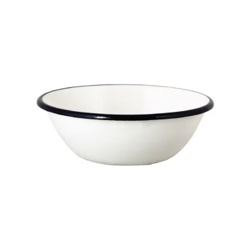 Bol mic vintage din oțel emailat, alb offwhite, Ø16,5×H5,5 cm, 0,6L, „Emil's Enamel"