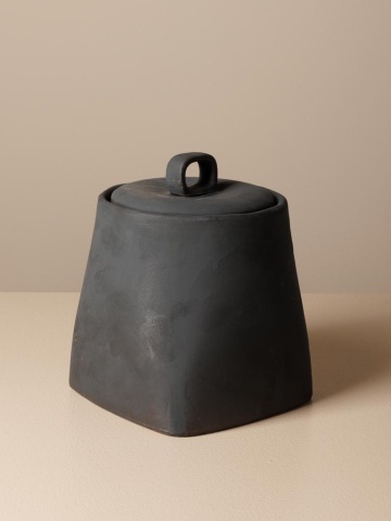 Borcan din lut, lucrat manual, H15cm, Aztec - Img 2