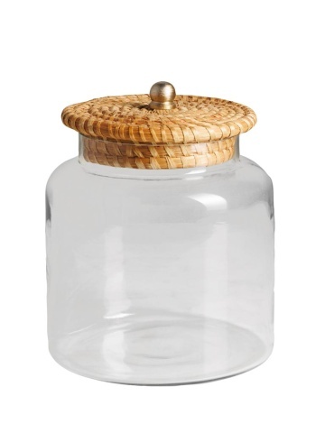 Borcan din sticla, cu capac din trestie de zahar, H19cm Provence