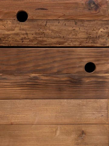 Bufet rustic din lemn de pin, natur și negru, cu 2 uși, 6 sertare și cadru din metal negru, stil industrial, 91 x 146 x 40 cm, „Utah” - Img 8