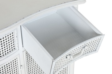Bufet vintage din metal perforat, finisaj alb antichizat, 101×42×85 cm, „Merej" - Img 6