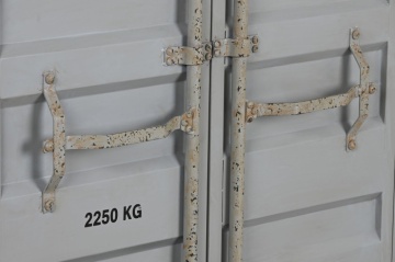 Bufet vintage, stil industrial, din metal, gri, cu 2 uși și rafturi deschise, decor de container maritim, 168 x 87 x 44 cm, „Cargo” - Img 7