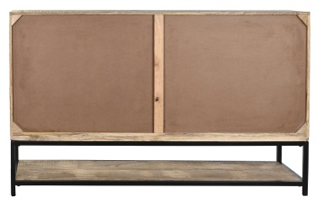Bufet-vitrină stil industrial din lemn de mango și metal, natur și negru, cu 4 uși vitrate și raft inferior deschis, 100 x 170 x 45 cm, „Arcole” - Img 2