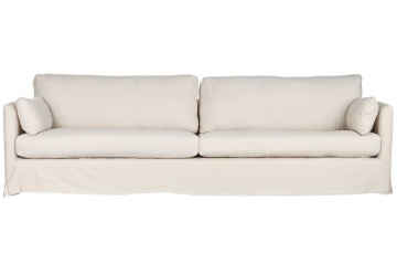 Canapea 4 locuri din in și bumbac bej, cu perne decorative incluse, „Canvas"