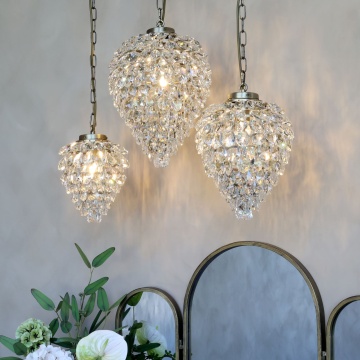 Candelabru din alamă antichizată cu prisme de cristal în cascadă, 35x26 cm, „Versailles" - Img 2