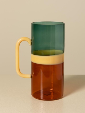 Carafă din sticlă borosilicată bicoloră, verde și portocaliu cu mâner galben, 20 × 9 cm, „Twiggy" - Img 8