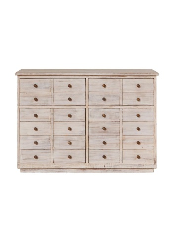 Comoda bej, din lemn reciclat, cu 2 sertare si 2 usi, cu aspect vintage, Mara - Img 1