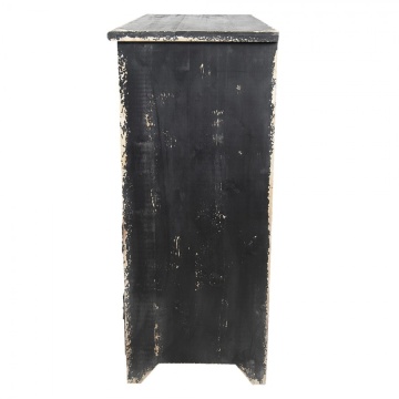 Comodă cu multe sertare, vintage, din lemn, negru, cu 16 sertare și mânere inel din metal, 96 x 96 x 40 cm, „Marquise” - Img 3