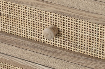 Comoda natur din lemn de paulownia si rattan, 40X30X104 cm - Img 6