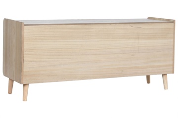 Comodă TV living din lemn și ratan, natur, cu 2 uși cu cannage, nișă centrală cu raft și picioare rotunde, 54 x 120 x 35 cm, „Boho Chic” - Img 3