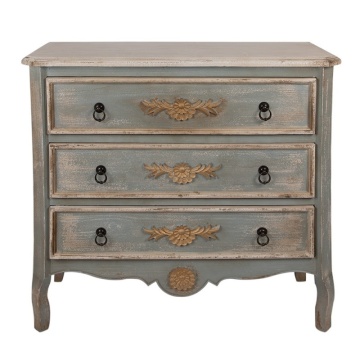 Comoda verde, din lemn masiv, aspect vintage, Brocateur