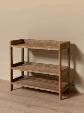 Consolă din lemn reciclat, cu 3 rafturi, natur, finisaj vintage, 95×40×86 cm, „Rustor" - Img 5