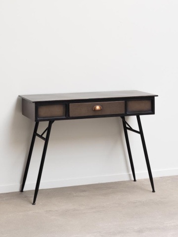 Consola din metal, cu sertar, aspect vintage, Barrow - Img 4