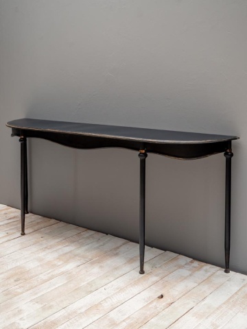 Consolă hol vintage din metal, negru, cu șorț ondulat și picioare subțiri, 81,5 x 196 x 40,5 cm, „Orleans” - Img 3