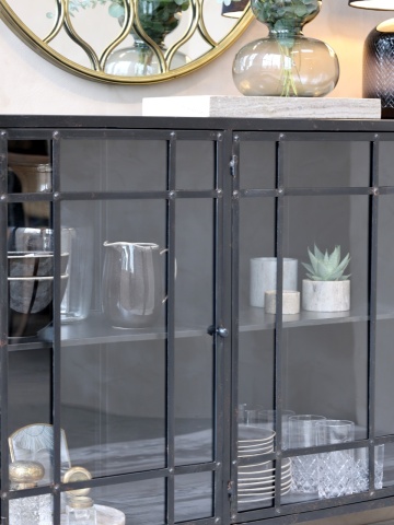Consola neagra din metal si sticla, aspect vintage, „Noir Atelier” - Img 4