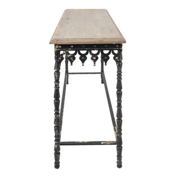 Consolă vintage, din lemn și fier forjat, finisaj negru antichizat, Cézanne - Img 3