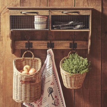 Coș de perete din rattan, aspect rustic, H28 cm - Img 6