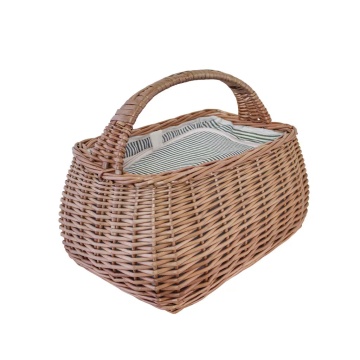 Coș de picnic din răchită naturală, termoizolant, căptușit, 38 x 25 x 27 cm, „Molly" - Img 3