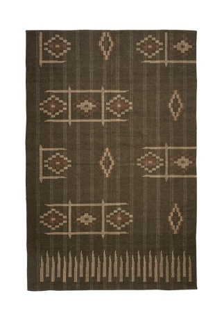 Covor din bumbac țesut manual cu model geometric, 160×240 cm, „Kaki Kilim"