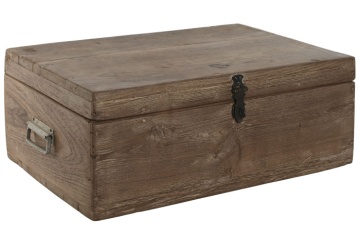 Cufăr decorativ din lemn masiv cu feronerie din metal negru, 46×31×31 cm, „Chest" - Img 2