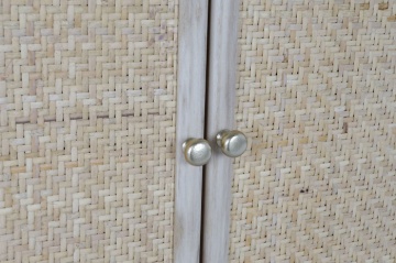 Cuier de hol din lemn de paulownia și rattan cu oglindă și banchetă cu depozitare, 92×40×181 cm, „Perchero" - Img 6