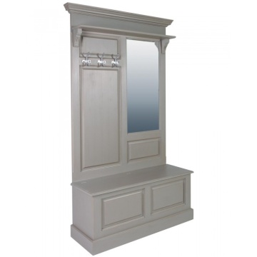 Cuier de perete gri, din lemn de pin, cu aspect clasic, Porte Manteau - Img 2