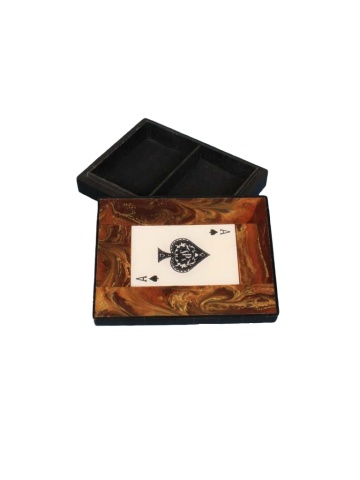 Cutie cu 2 pachete de carti de joc, din rasina, Ace box