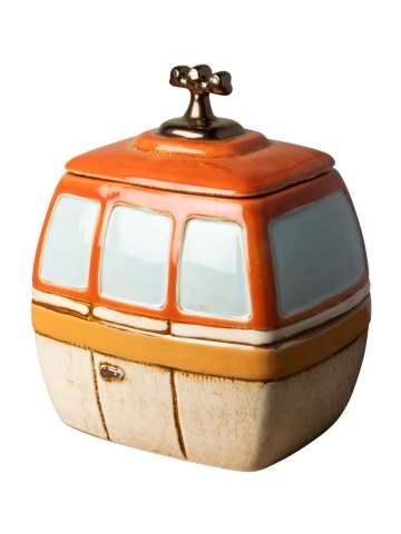 Cutie decorativa, din ceramica, portocalie, Box Cable