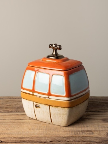 Cutie decorativa, din ceramica, portocalie, Box Cable - Img 2