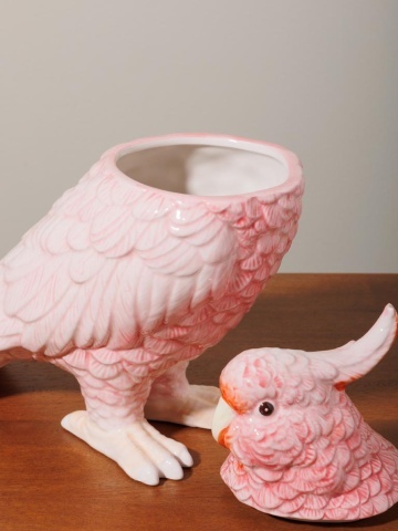 Cutie decorativa, din ceramica, roz, in forma de papagal, Parrot - Img 3