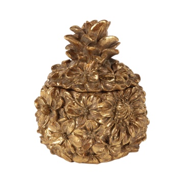 Cutie decorativă din polirășină, auriu, model floral, 12,5 x 10,5 cm, „Bouquet”