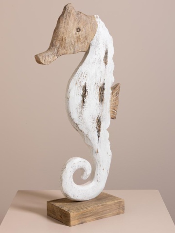 Decorațiune căluț de mare din lemn de paulownia, H63 cm - Img 4
