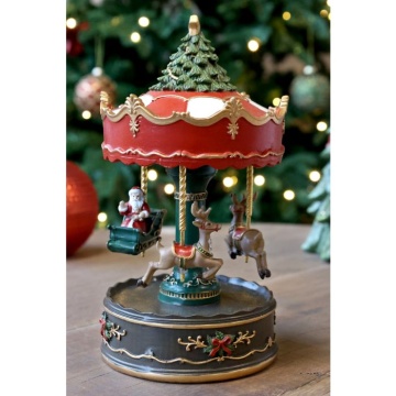 Decorațiune cutie muzicală, din acril, pictată manual, cu carusel rotativ și melodie Jingle Bells, 12x22 cm, „Noël" - Img 3