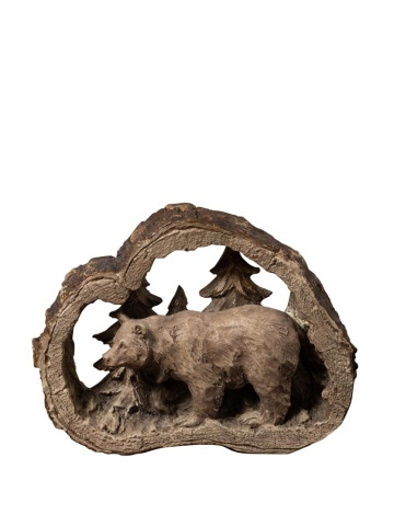 Decorațiune din rășină cu urs în pădure, H16,3 cm