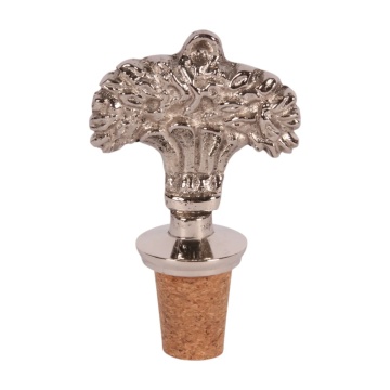 Dop pentru sticlă din alamă, argintiu, 9,5 x 6 x 3 cm, „Millésime”