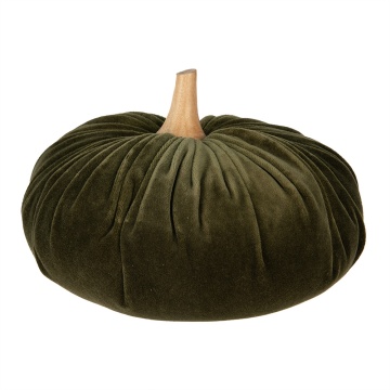 Dovleac decorativ, verde, din catifea Ø25x16 cm - Img 1