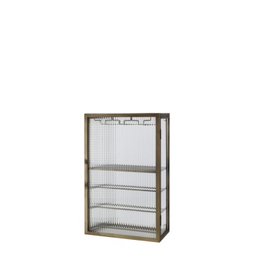 Dulap bar de perete vintage din alamă antichizată cu suport pahare, 40×21×64 cm, „Comptoir"