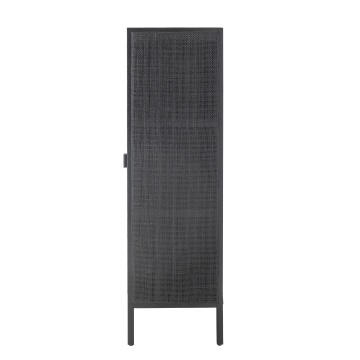 Dulap din lemn masiv și rattan, negru, cu uși din rattan și finisaj lăcuit, 85x40x150 cm, „Marikka" - Img 6