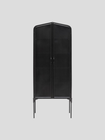 Dulap înalt cu rafturi industrial din metal, negru, cu 2 uși din tablă perforată, 10 rafturi și picioare înalte, 186 x 75,5 x 41,5 cm, „Melbourne” - Img 3