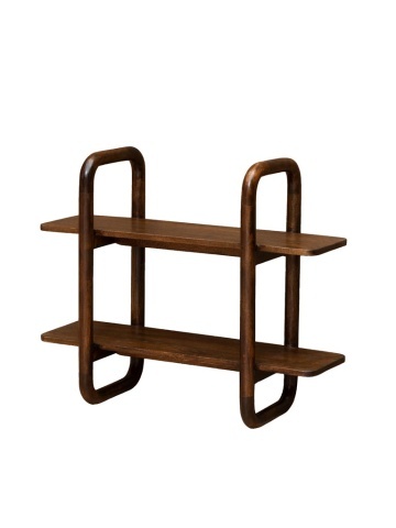 Etajeră de perete din lemn de mango și metal, cu 2 rafturi, maro antichizat, finisaj satinat, 120.5×30×67 cm, „Watkins"