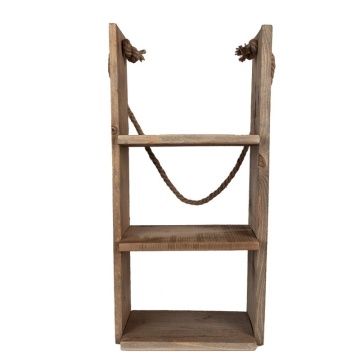 Etajeră de perete din lemn, natur, cu 3 rafturi și frânghie, aspect rustic, 59 x 28 x 16 cm, „Bastian”