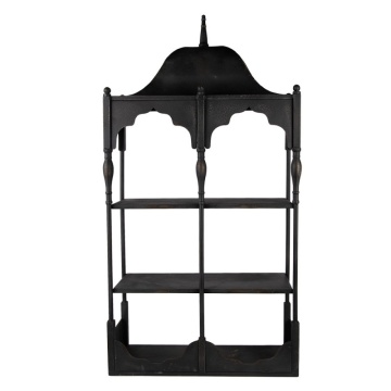 Etajera de perete, neagra, din metal, cu 2 rafturi, Bica