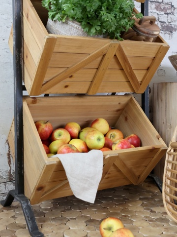 Etajeră metalică cu 3 lăzi din lemn de brad, finisaj natural, 50×34×104 cm, „Marché" - Img 7