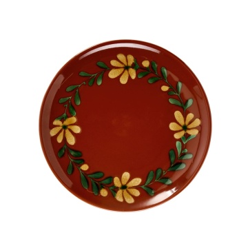 Farfurie de cină din ceramică pictată manual cu motive florale folk, D26,5×H2,5 cm, „Aya"