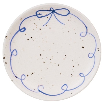 Farfurie decorativă vintage din ceramică, alb cu detalii albastre „Viola Bow”