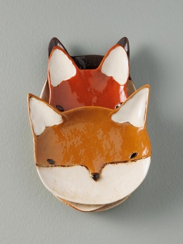 Farfurie din ceramica, rosie, in forma de vulpe, Fox - Img 4
