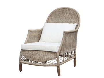 Fotoliu de exterior din rattan și perne din bumbac „Riviera”