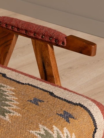 Fotoliu kilim din iută naturala si lana cu structura din lemn de mango, 76×65×65 cm, „Mandjaro" - Img 7