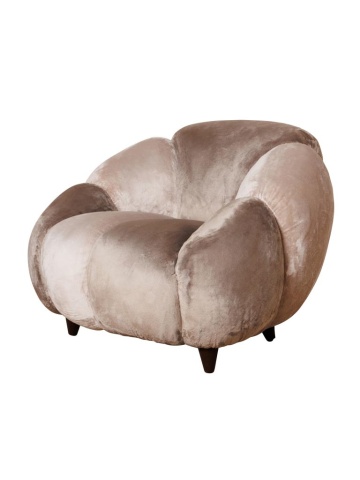 Fotoliu lounge taupe din catifea, „Mercurio” - Img 2