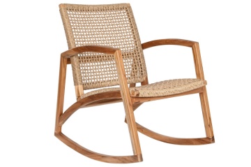 Fotoliu tip balansoar din lemn de tec si rattan